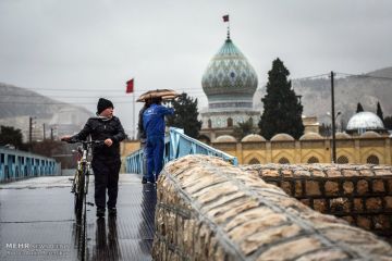 بارش باران پاییزی در شیراز